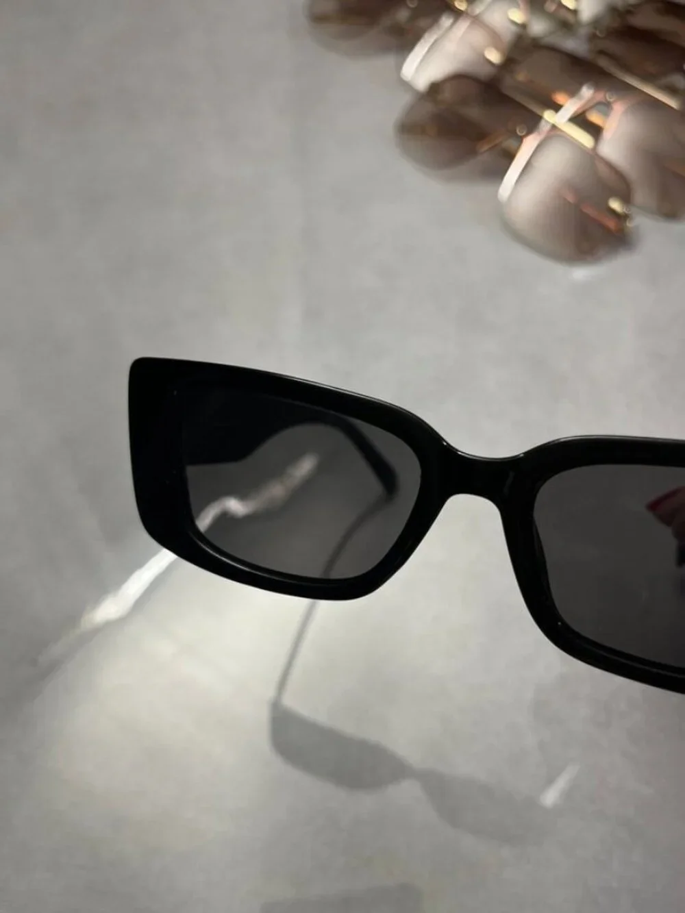 AIRE Novae Rectangular Sunglasses Black Frame Smoke Lens Slim